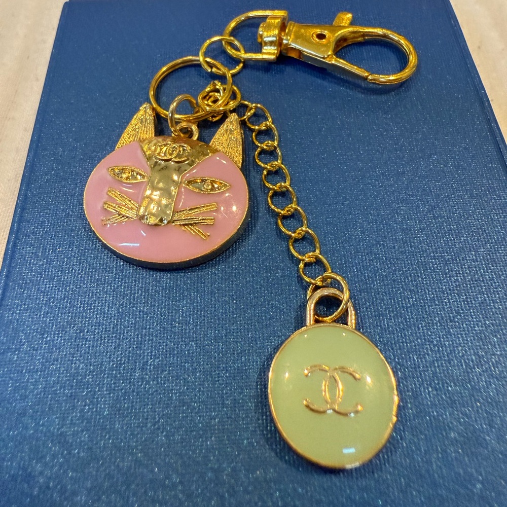 Pink and Gold Cat Purse/Key Charms
